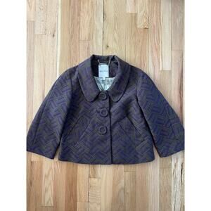 Walter Baker Purple Green Herringbone Vintage Wool Crop Swing Jacket (size 4)